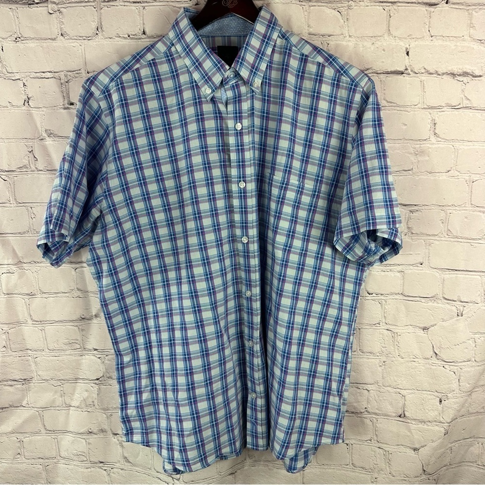 Tailorbyrd Plaid 100% cotton Casual Shirt sz XL short sleeve